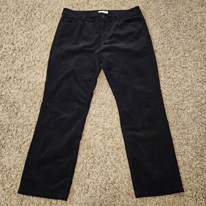 LOFT Ann Taylor Womens Black Corduroy Curvy Straight Leg Pants Size 32/14